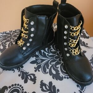 Kurt Geiger Black and Gold Kid's Boots